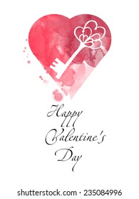 Happy Valentines Day. Watercolor vector background