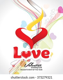 happy valentine's day wave background with heart vector illustration 