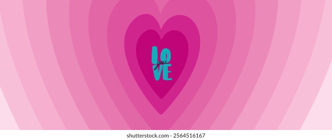 Happy Valentines Day web banner or header. Modern abstract art design with heart and geometric shapes. Template for celebration, ads, branding, banner, cover, label, poster, sale