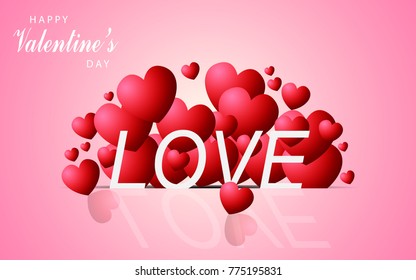Happy valentines day and weding design elements. Vector illustration. Pink Background 