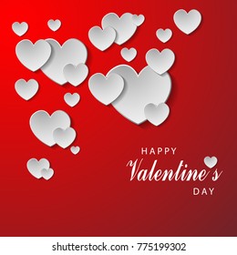 Happy valentines day and weding design elements. Vector illustration. Red Background .white heart