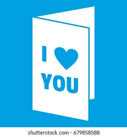 Happy Valentines day or weeding card icon white isolated on blue background vector illustration