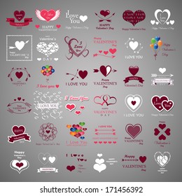 Happy Valentines Day And Weeding Cards - Isolated On Gray Background - Vector Illustration, Graphic Design Editable For Your Design.