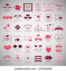 Happy Valentines Day And Weeding Cards - Isolated On Gray Background - Vector Illustration, Graphic Design Editable For Your Design.