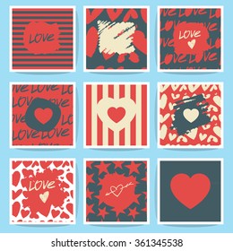 Happy valentines day and weeding cards. Set