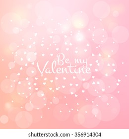 Happy valentines day and weeding design elements. Vector illustration. Pink Background With Ornaments, Hearts. Doodles and curls. Be my Valentine.
