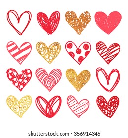 Happy valentines day and weeding design elements. Vector illustration. Background With Ornaments, Hearts. Doodles and curls.