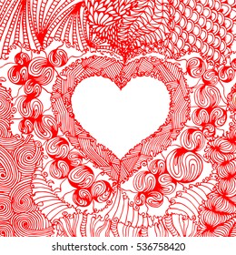 Happy valentines day and weeding design elements. Vector illustration. Pink Background With Ornaments, Hearts. Doodles and curls. Be my Valentine.