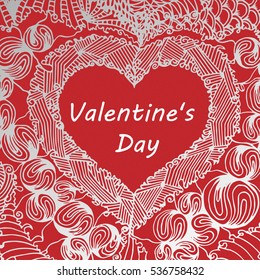 Happy valentines day and weeding design elements. Vector illustration. Pink Background With Ornaments, Hearts. Doodles and curls. Be my Valentine.