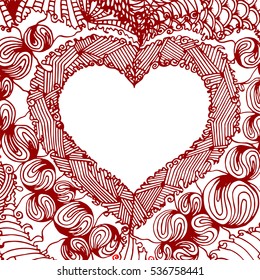 Happy valentines day and weeding design elements. Vector illustration. Pink Background With Ornaments, Hearts. Doodles and curls. Be my Valentine.