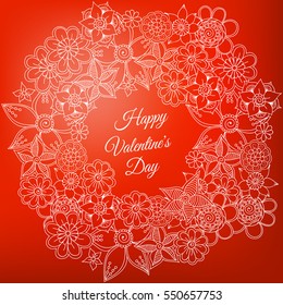 Happy valentines day and weeding design elements. Vector illustration. Hearts. Doodles and curls.