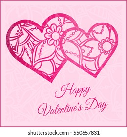 Happy valentines day and weeding design elements. Vector illustration. Hearts. Doodles and curls.