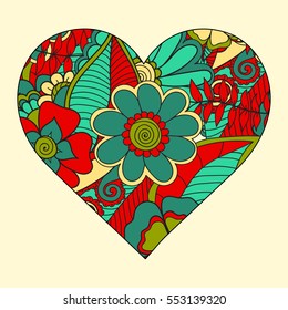 Happy valentines day and weeding design elements. Vector illustration. Hearts. Doodles and curls.