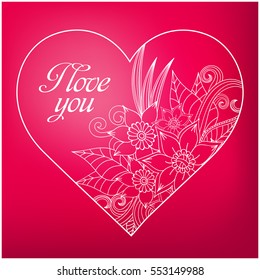 Happy valentines day and weeding design elements. Vector illustration. Hearts. Doodles and curls.