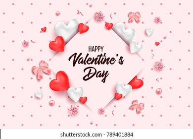 Happy valentines day and weeding design elements. Vector illustration invitation, menu, flyer, template. White Background With Ornaments, Hearts. Doodles and curls. Be my Valentine. Love.