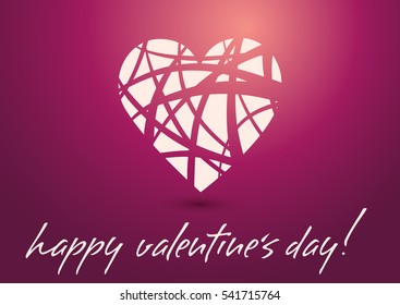 Happy Valentine's Day. White heart on a pink background, template greeting card.
St. Valentine's Day. 14 February. Background to the day of St. Valentina. Romantic background for Valentines day.