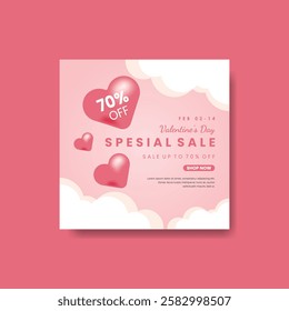 Happy Valentine's Day and White Day Sale banner. 