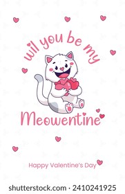 Happy Valentine's Day, Will you be my meowentine, Valentine's Day Cat, Cat lover, Valentine's Day Background poster wallpaper, Valentine Gift for her