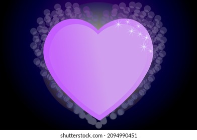  Happy Valentine's Day, Women's, Mother's, greeting card. Purple heart on black background.