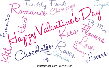 Happy Valentines Day word cloud on a white background. 