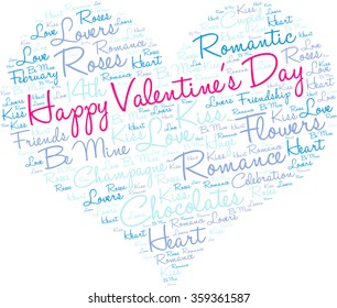 Happy Valentines Day word cloud on a white background. 