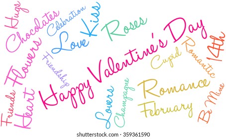 Happy Valentines Day word cloud on a white background. 