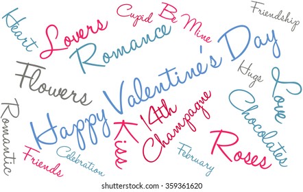 Happy Valentines Day word cloud on a white background. 