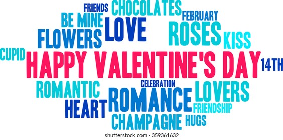 Happy Valentines Day word cloud on a white background. 