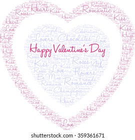 Happy Valentines Day word cloud on a white background. 