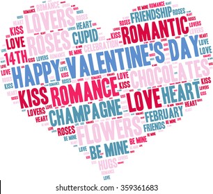 Happy Valentines Day word cloud on a white background. 