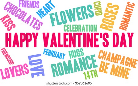 Happy Valentines Day word cloud on a white background. 
