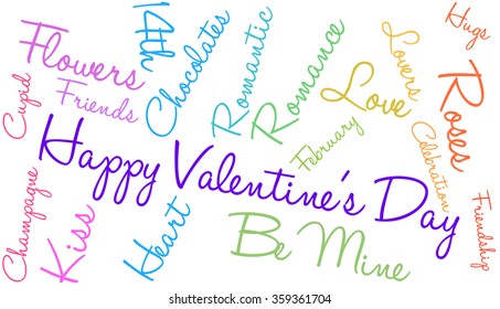 Happy Valentines Day word cloud on a white background. 