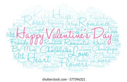 Happy Valentine's Day word cloud on a white background.
