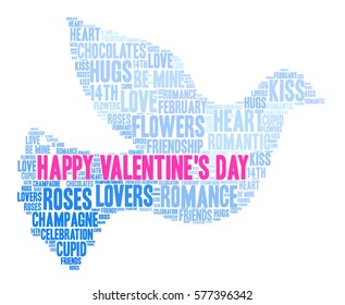Happy Valentine's Day word cloud on a white background.