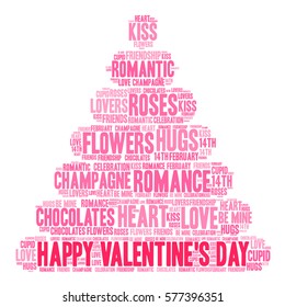 Happy Valentine's Day word cloud on a white background.