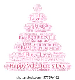 Happy Valentine's Day word cloud on a white background.