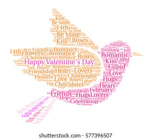 Happy Valentine's Day word cloud on a white background.