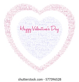 Happy Valentine's Day word cloud on a white background.
