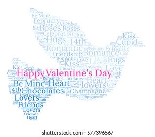 Happy Valentine's Day word cloud on a white background.