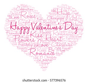 Happy Valentine's Day word cloud on a white background.