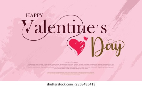 happy Valentines day word creative and modern background with heart pattern and typography of happy valentines day text.use for card and banner and poster design. 