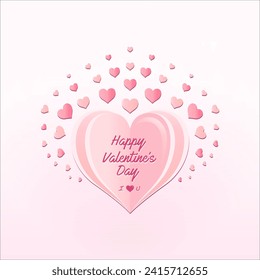 Happy Valentine's Day word hand-drawn lettering with a cute heart and pink color