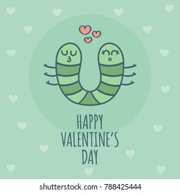 Happy Valentine's Day Worms In Love Card