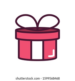 happy valentines day wrapped gift box decoration love romantic feeling icon vector illustration