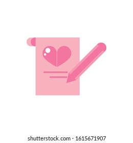 happy valentines day writing letter message heart vector illustration pink design