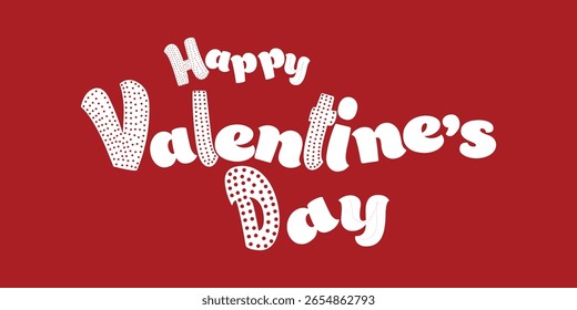 Happy Valentine's Day written in English text red background design vector.