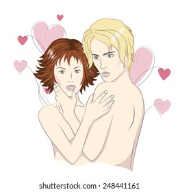 Happy Valentine's Day ! Happy young beautiful couple in love .