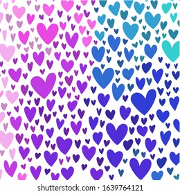 Happy Valentine's day-a background of multi-colored hearts: pink, lilac purple and blue.