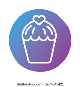 happy valentines daycupcake with heart block style vector illustration design