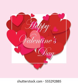 Happy Valentine's Day-greeting card with hearts.Vector illustration.
